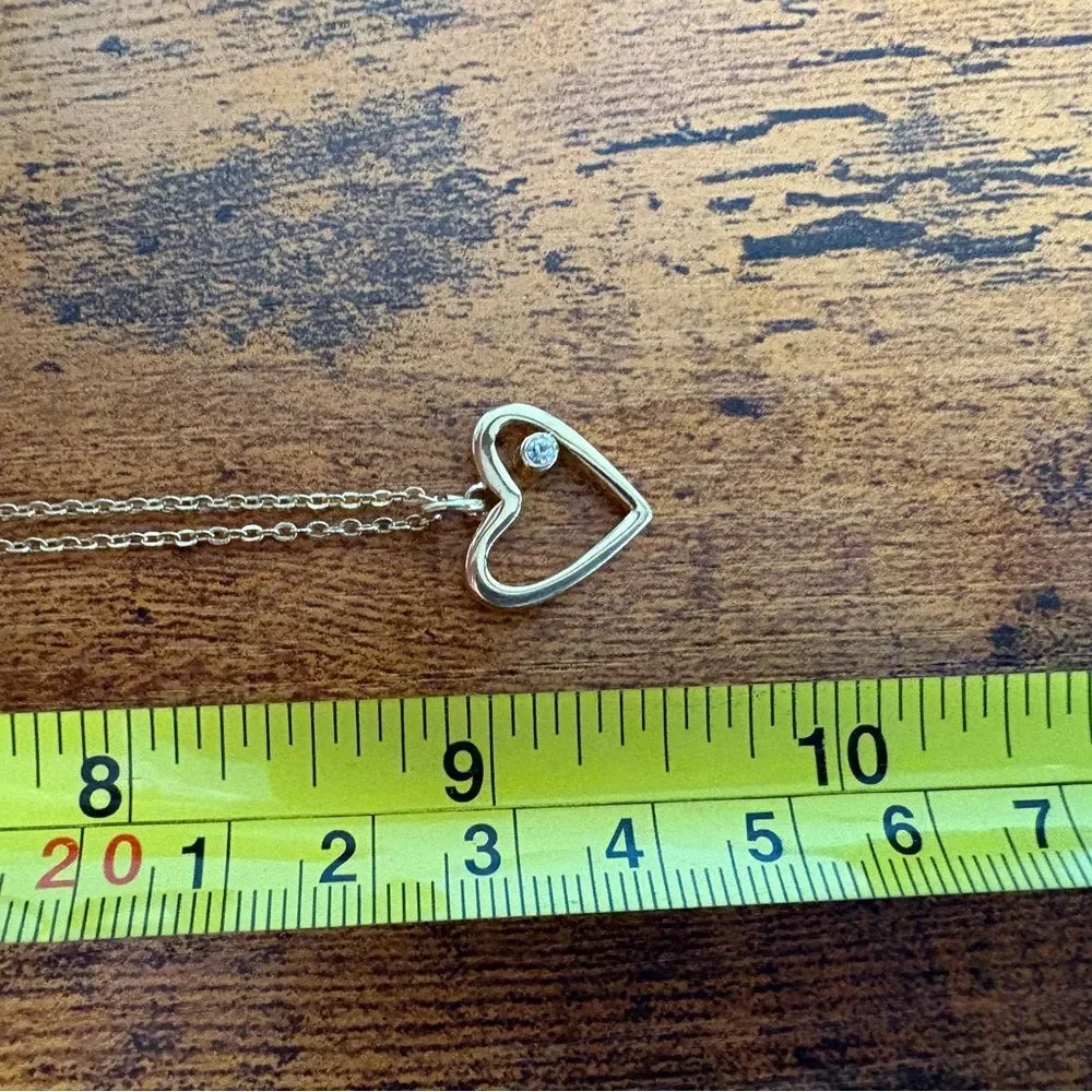 Gold-Tone Heart Rhinestone Necklace